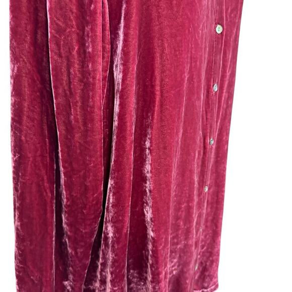 J Jill Womens Velvet Silk Blend Button Up Longline Long Sleeve Shirt Top sz L - Picture 3 of 16